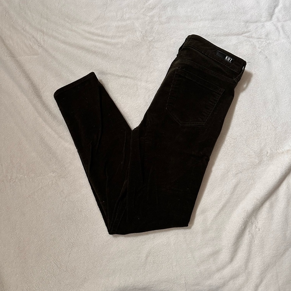 Kut From Kloth Dark Green Corduroy Skinny Jeans